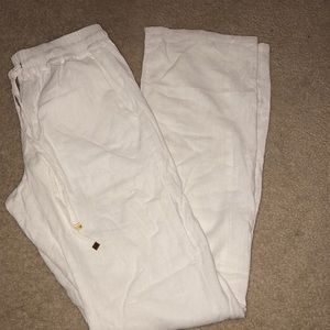 White linen pants